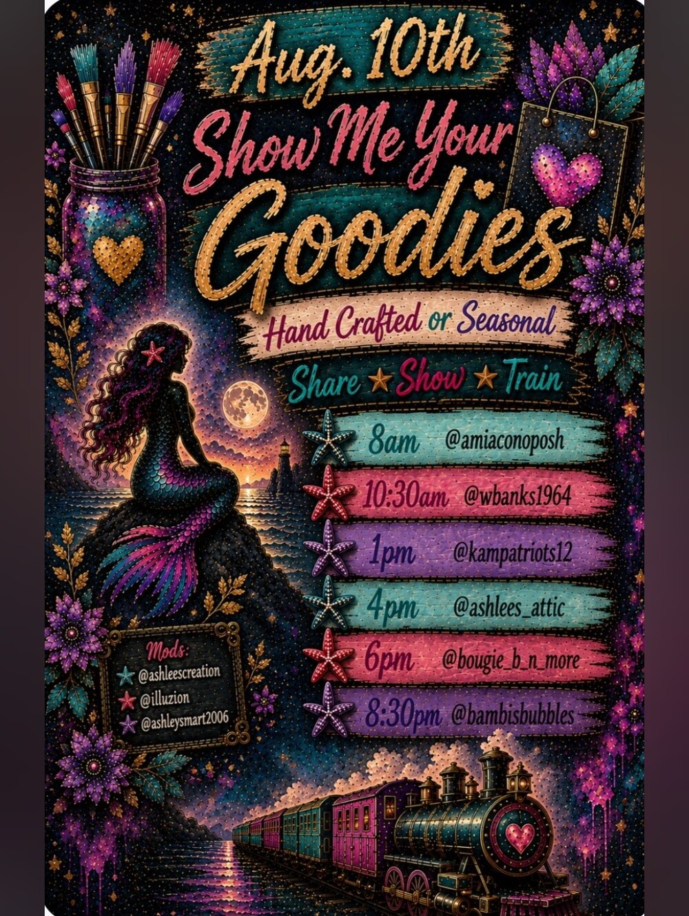 8/24 Show Me Your Goodies Share Show Train NWT Or Seasonal Items 8am To Late